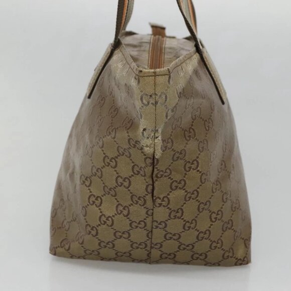 GUCCI GG Canvas GG Crystal Tote Bag Coated Canvas Gold 131230 Auth 140471 - Picture 6 of 16